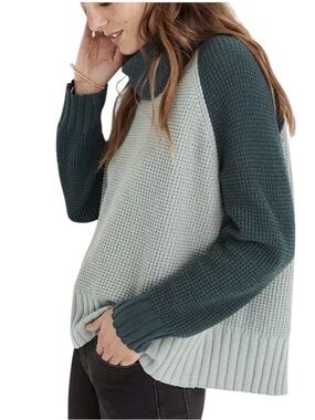 Madewell Colorblock Eastbrook Turtleneck Cross-Back Sweater Med #2181